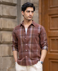 Brown Corduroy Check Shirt 100% Cotton