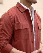 Brick Embroidered Linen Shirt