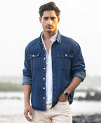 Dark Blue Washed Denim Full Sleeves Shirt