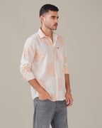 Natural Slub Plain Cream Polka Dot 100% Poly/Linen Blend Shirt