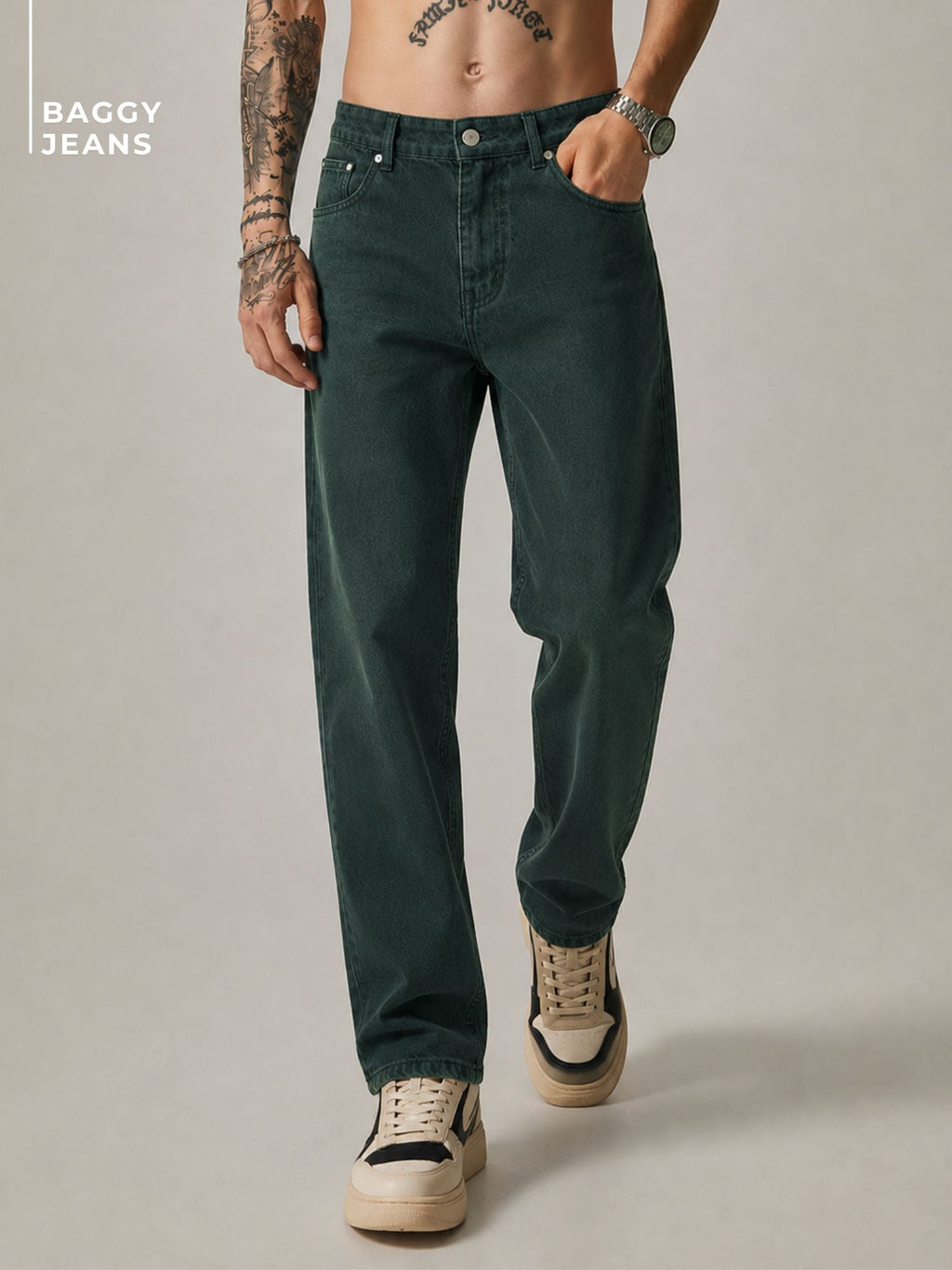 Green Baggy Korean Jeans