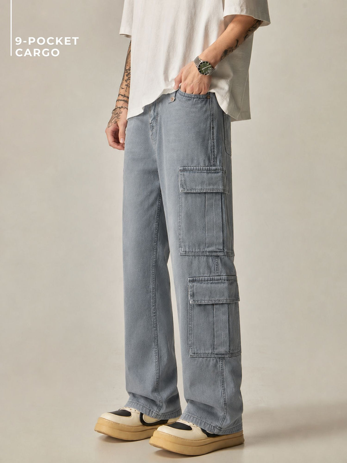 Grey Korean Cargo Jeans