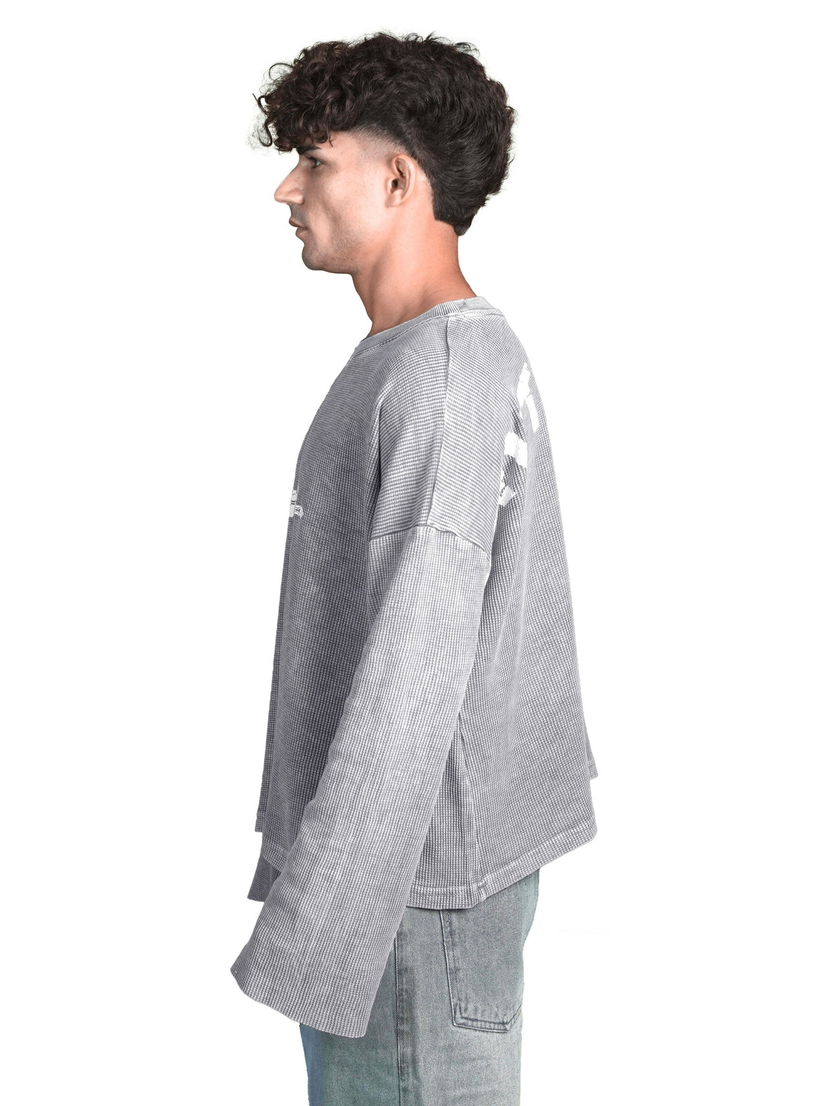WASHED GREY SWORD WAFFLE T-SHIRT
