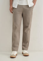 Taupe Drawstring Cotton Linen Pant
