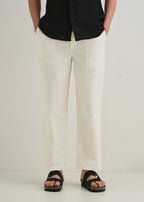 White Pin Cotton Linen Pant