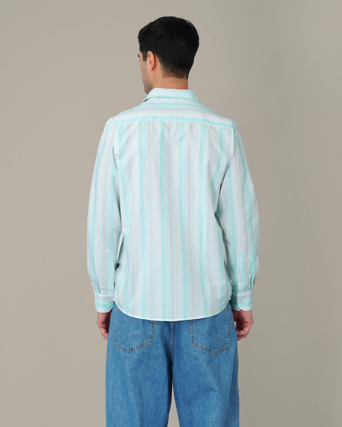 Mint Green Striped Oxford Shirt